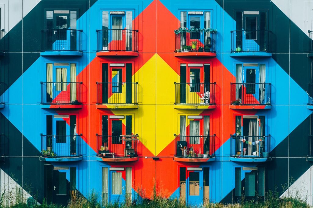 architecture, buildings, residential, apartment, condominium, windows, balconies, lines, shapes, blue balcony, condominium, condominium, condominium, condominium, condominium